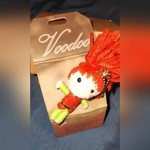 Voodoo Doll Keychain with Bright Red Hair